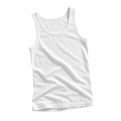 Clean White Cotton Tank Top with Ribbed Trim and Subtle Wrinkles.