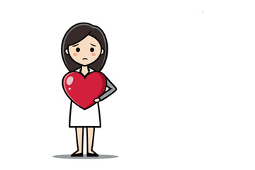 Unrequited Affection: A poignant illustration portrays a solitary figure holding a large red heart, symbolizing the pain of unreciprocated love, highlighting the loneliness