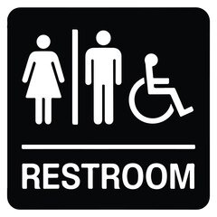 Restroom Sign with Gender and Accessibility Symbols