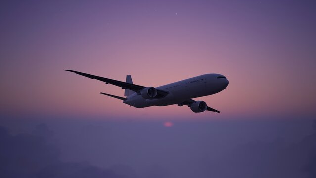 Passenger airplane flying 
