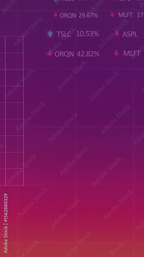 Poster animation of multiple graphs, loading circles and trading boards against gradient background