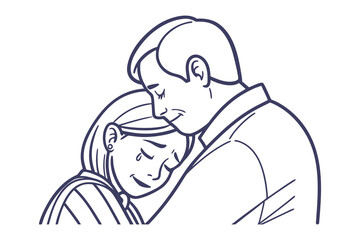 Comfort and Support: Tender embrace of a caring figure, comforting a person shedding tears, capturing solace and love.