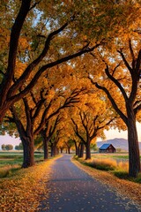 Fototapeta premium Autumnal tree-lined road