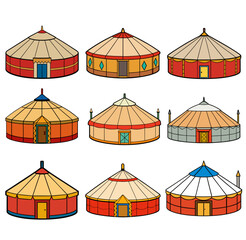 Modern yurt in nature nomadic house vector