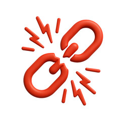 3D Broken Chain Symbol &ndash; Connection Error or Link Fail
