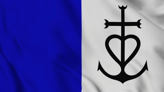 Flag of the Principality of Aigues-Mortes &ndash; 4K Seamless Loop of the French Micronation Banner