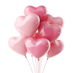 Pink heart shaped balloons bunch. Romantic, love, Valentine's Day concept.