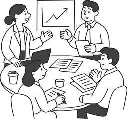 Business Team Meeting Presentation with Growth Chart and Documents
