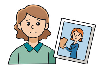 Remembering the Past: A poignant illustration of a person, gazing at a photograph, evoking reflection, nostalgia, and contemplation of the past.