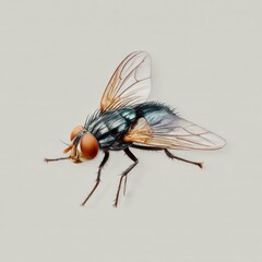 Obraz premium Close-up fly on light background