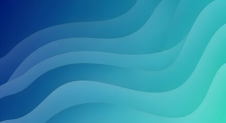 Fototapeta premium Soft curved wave shapes in blue and teal gradient, minimal abstract background