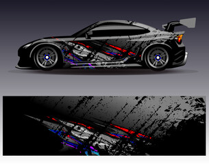 Car wrap design vector. Graphic abstract stripe racing background designs for vehicle, rally, race, adventure and car racing livery