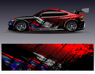 Car wrap design vector. Graphic abstract stripe racing background designs for vehicle, rally, race, adventure and car racing livery