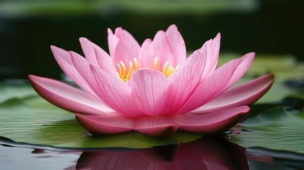 Radiant Pink Lotus Water Lily Closeup Image Representing Natural Beauty Floral and Tranquil Environments for Wellness Meditation Spaces and Garden Design Projects