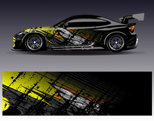 Car wrap design vector. Graphic abstract stripe racing background designs for vehicle, rally, race, adventure and car racing livery