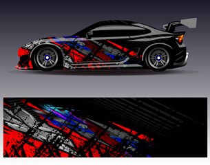 Car wrap design vector. Graphic abstract stripe racing background designs for vehicle, rally, race, adventure and car racing livery
