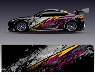 Car wrap design vector. Graphic abstract stripe racing background designs for vehicle, rally, race, adventure and car racing livery
