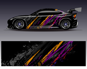 Car wrap design vector. Graphic abstract stripe racing background designs for vehicle, rally, race, adventure and car racing livery