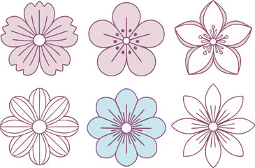 Beautiful Flower Clipart Design Featuring Petals Leaves and Colorful Blooms. Hand Drawn Flower Clipart Collection for Spring Nature and Floral Graphics. Botanical Flower Clipart Set with Garden Style