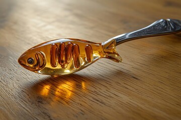 Cultivating wellness: A person takes fish oil supplements as part of a healthy routine for vitality and optimal health, Generative AI