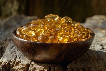 Cultivating wellness: A person takes fish oil supplements as part of a healthy routine for vitality and optimal health, Generative AI