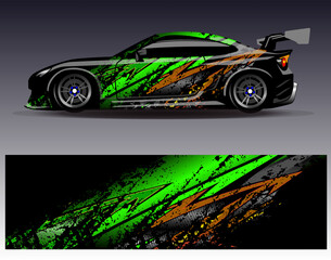 Car wrap design vector. Graphic abstract stripe racing background designs for vehicle, rally, race, adventure and car racing livery