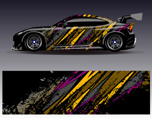 Car wrap design vector. Graphic abstract stripe racing background designs for vehicle, rally, race, adventure and car racing livery