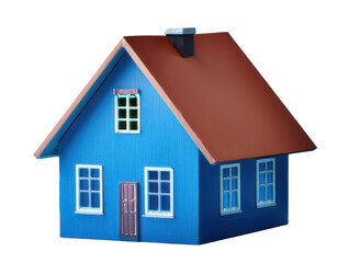 Obraz premium blue house mock up, real estate concept, transparent background