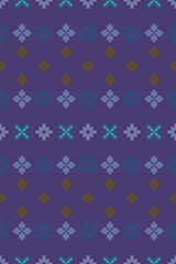 Colorful Pixel Boho Floral Pattern