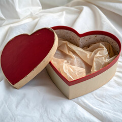 heart shaped gift box with ribbon