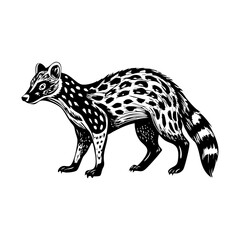 A vintage style illustration showing african civet