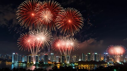 Fireworks Lighting Up the Night Sky with Vibrant Colors