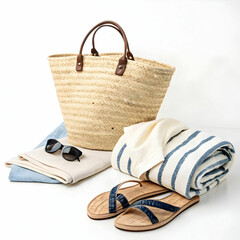 beach bag and sunglasses
