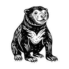 A vintage style illustration showing sun bear