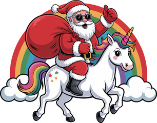 Santa Claus Riding a Unicorn