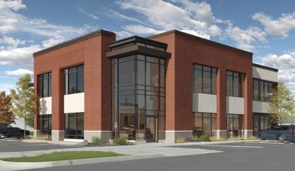 Fototapeta premium Modern brick office building (1)