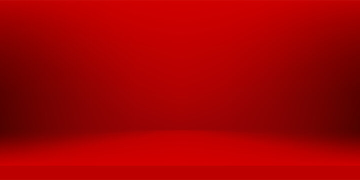 3d backdrop for product presentation. Dark red studio room. Vector stage mockup illustration. Limbo abstract background. Minimal wall scene. Showcase, promotion display.