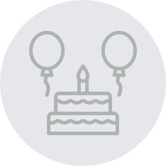 Birthday Party Vector Line Grey Circle Grey