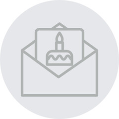 Birthday Invitation Vector Line Grey Circle Grey