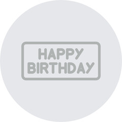 Happy Birthday Sticker Vector Line Grey Circle Grey
