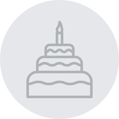 Birthday Cake Vector Line Grey Circle Grey