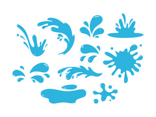 Collection of Blue Water Splash and Drops Illustrations