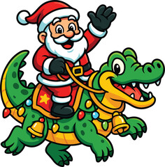 Obraz premium Santa Claus Riding An Alligator