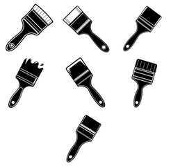 Paint brush icon set. Assorted paintbrush vector illustration