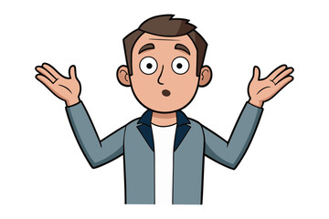 Uncertainty Illustration: Capturing an expression of doubt, the person with open arms presents a visual embodiment of questions, perfect for conveying confusion, bewilderment, or indecision.