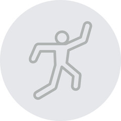 Dancing Man Vector Line Grey Circle Grey
