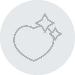 Happy Heart Vector Line Grey Circle Grey