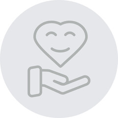 Thankful Heart Vector Line Grey Circle Grey