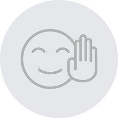 Friend Waving Vector Line Grey Circle Grey