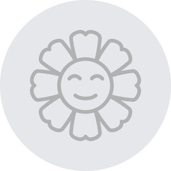 Blossoming Flower Vector Line Grey Circle Grey